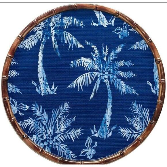 Maker's Mark 6 Piece Melamine Dinnerware Plates Ikat Tropical Pattern EUC - Picture 1 of 2
